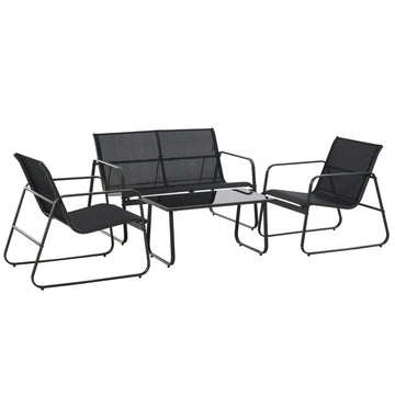Four-Piece Minimalistic Garden Sofa Set - Black