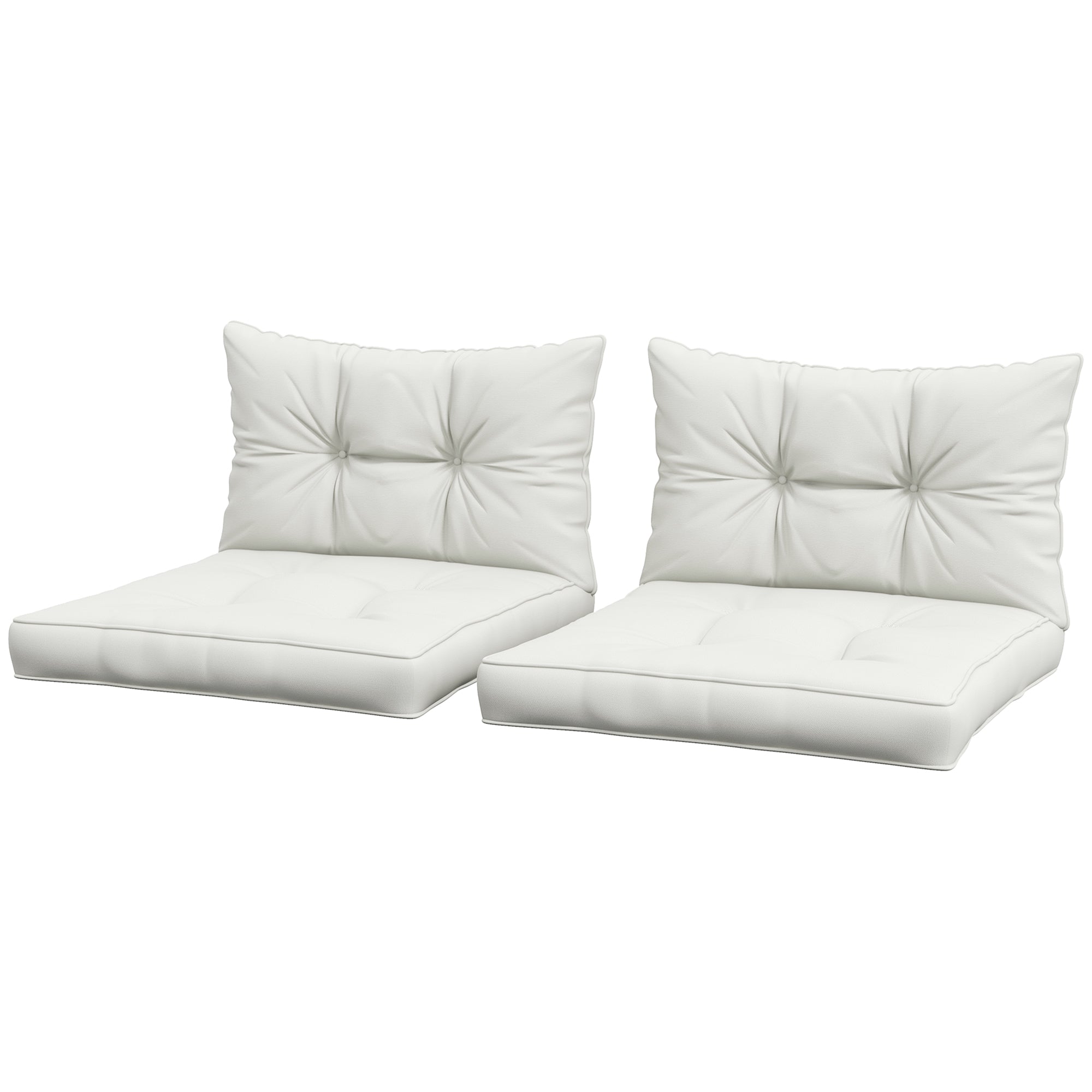 2-Piece Seat Cushions Back Pillows Replacement, Patio Chair Cushions Set for Indoor Outdoor, White