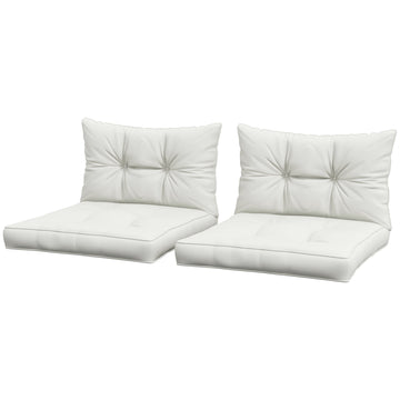 2-Piece Seat Cushions Back Pillows Replacement, Patio Chair Cushions Set for Indoor Outdoor, White