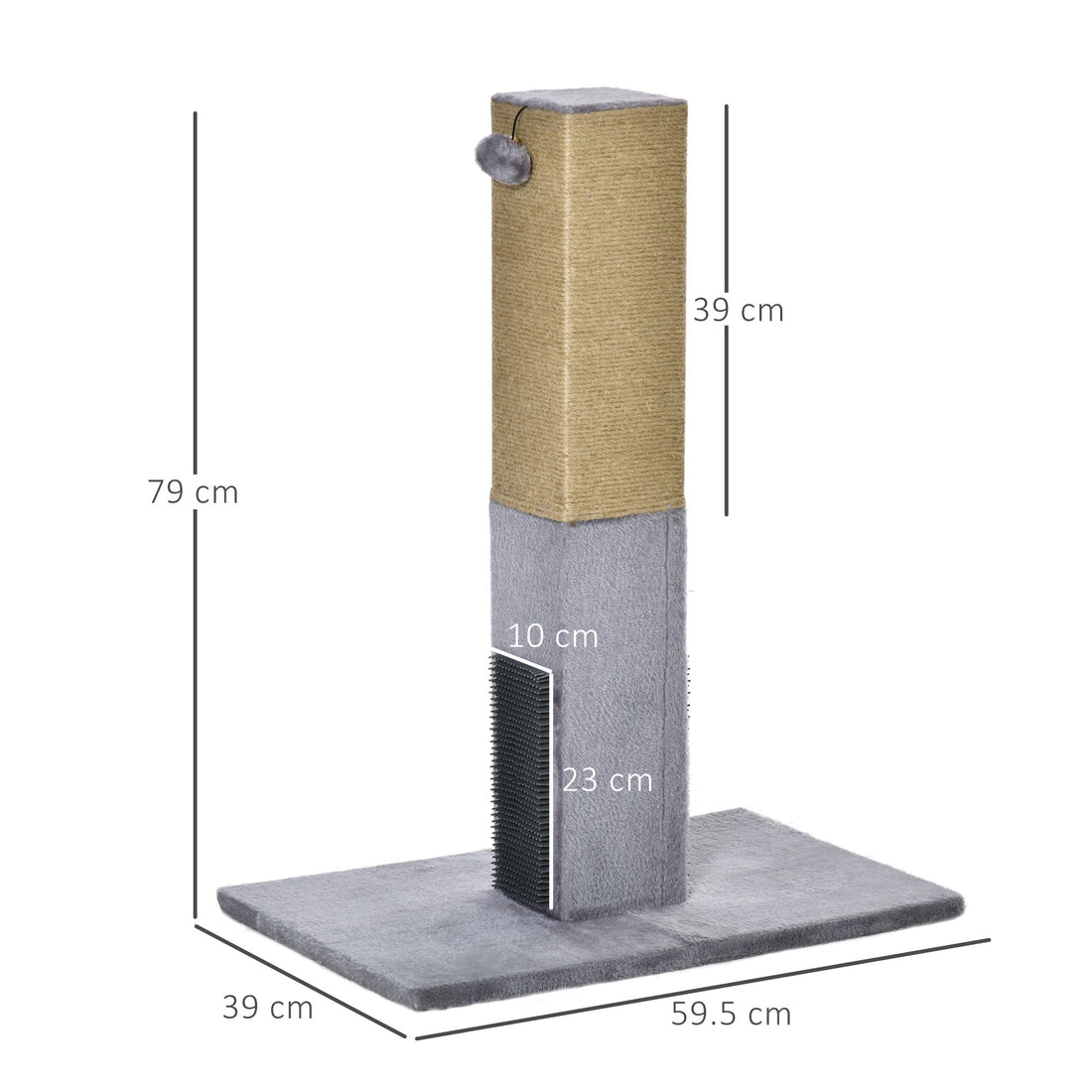 Cat Tree Scratching Post for Indoor Cats 79cm Jute Scratcher Climber w/ Carpet Base Dangling Toy – Grey