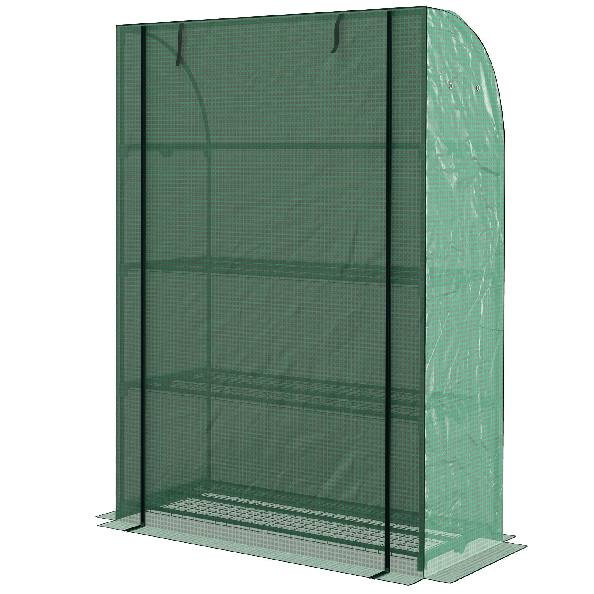 4 Tier Mini Greenhouse with Reinforced PE Cover, Portable Indoor Outdoor Green House with Roll-up Door and Wire Shelves, 170H x 120W x 50Dcm, Green