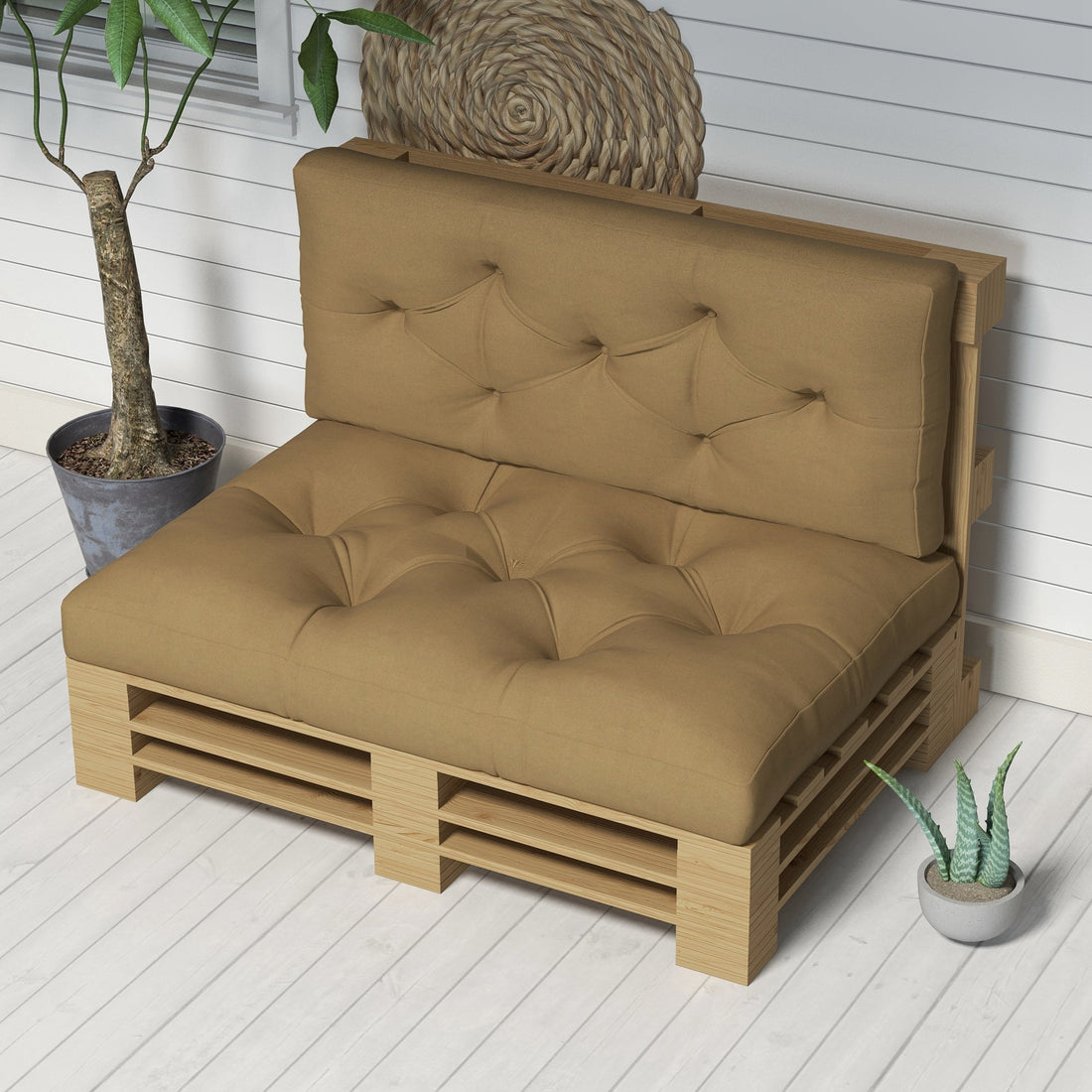 Seat and Back Padded Pallet Cushion Set - Beige