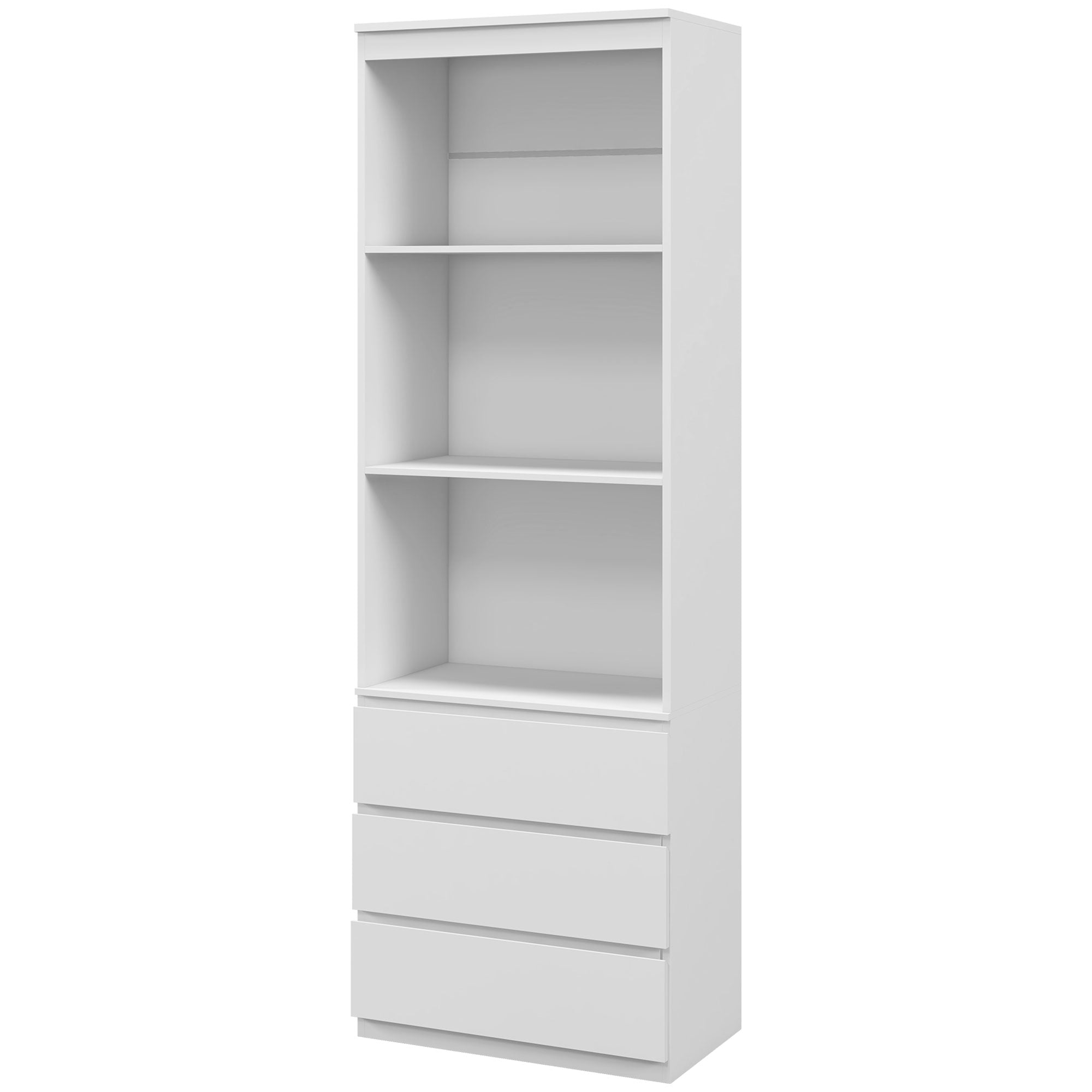 180cm Tall Bookcase, with Shelves and Drawers - White