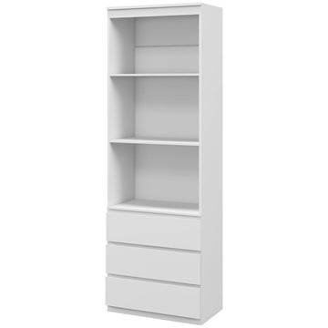 180cm Tall Bookcase, with Shelves and Drawers - White