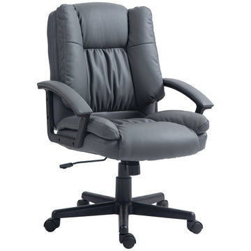 Office Chair, Computer Desk Chair, Mid Back Executive Chair with Adjustable Height and Swivel Rolling Wheels for Home Study, Dark Grey