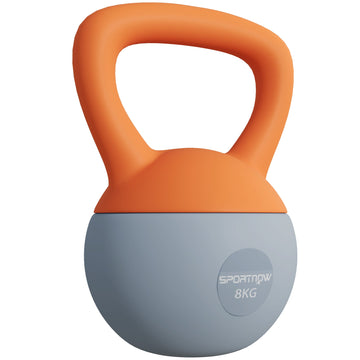 SPORTNOW 8KG Soft Kettlebell, Kettlebell with Non-Slip Handle for Home Gym, Weight Lifting, Strength Training, Orange/Grey
