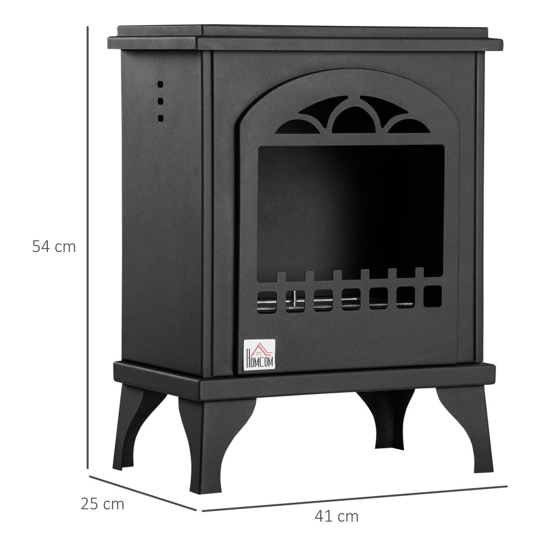 Free Standing Ethanol Fireplace, Bioethanol Heater Stove Fire with 0.9L Tank, 3 Hours Burning Time, Black
