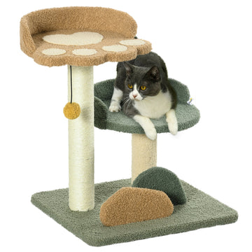 52cm Small Cat Tree for Indoor Cats, Scratching Posts with Two Beds, Toy Ball