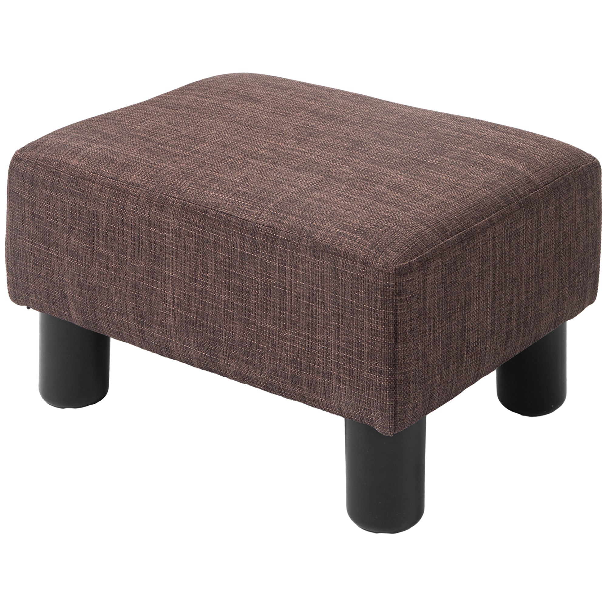 Linen Fabric Footstool Ottoman Cube with 4 Plastic Legs, Brown