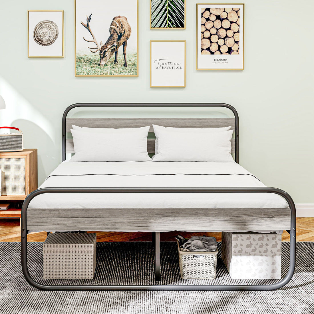 King Size Steel Industrial Bed Frame - Black