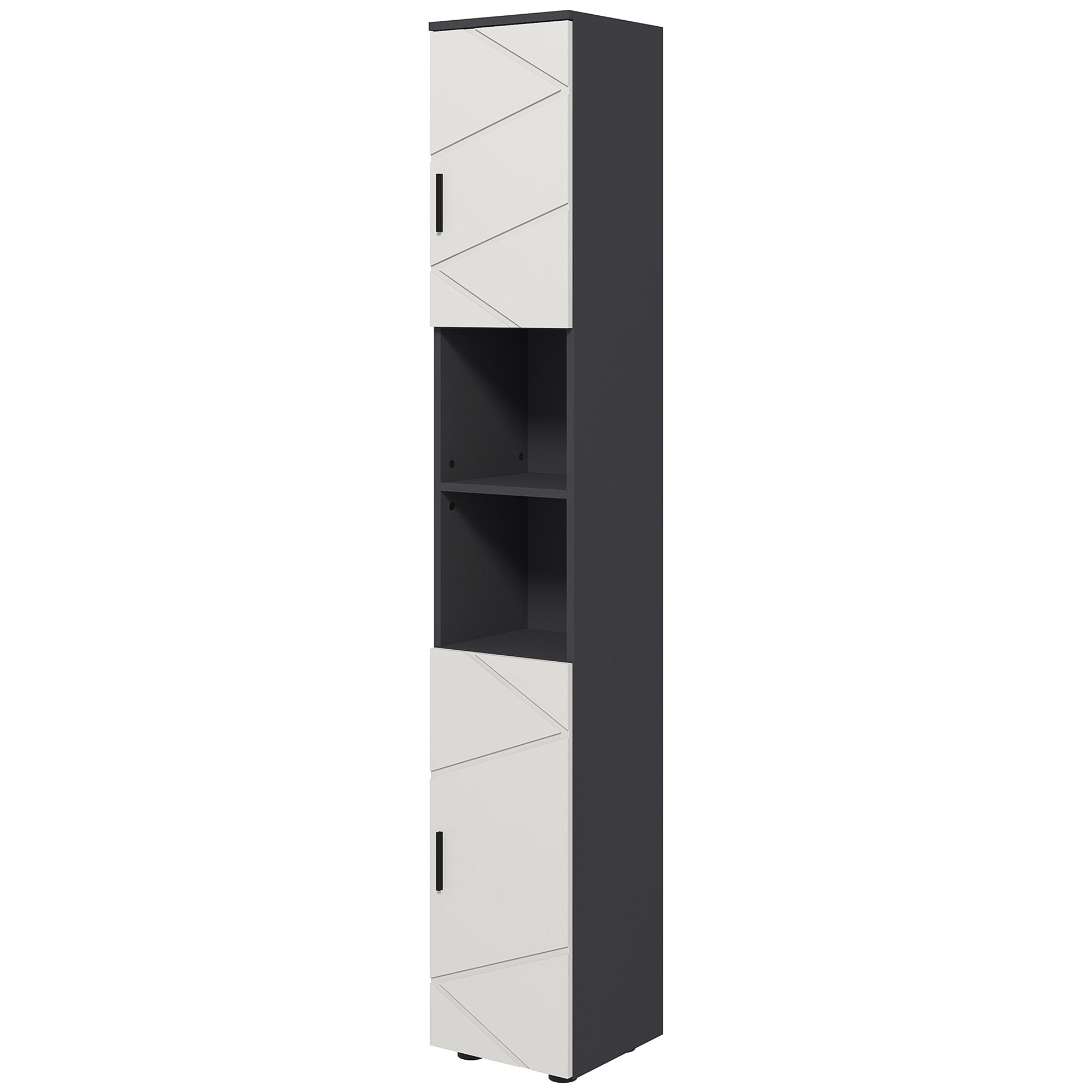 Line Embossed Tall Bathroom Storage Cabinet - Grey