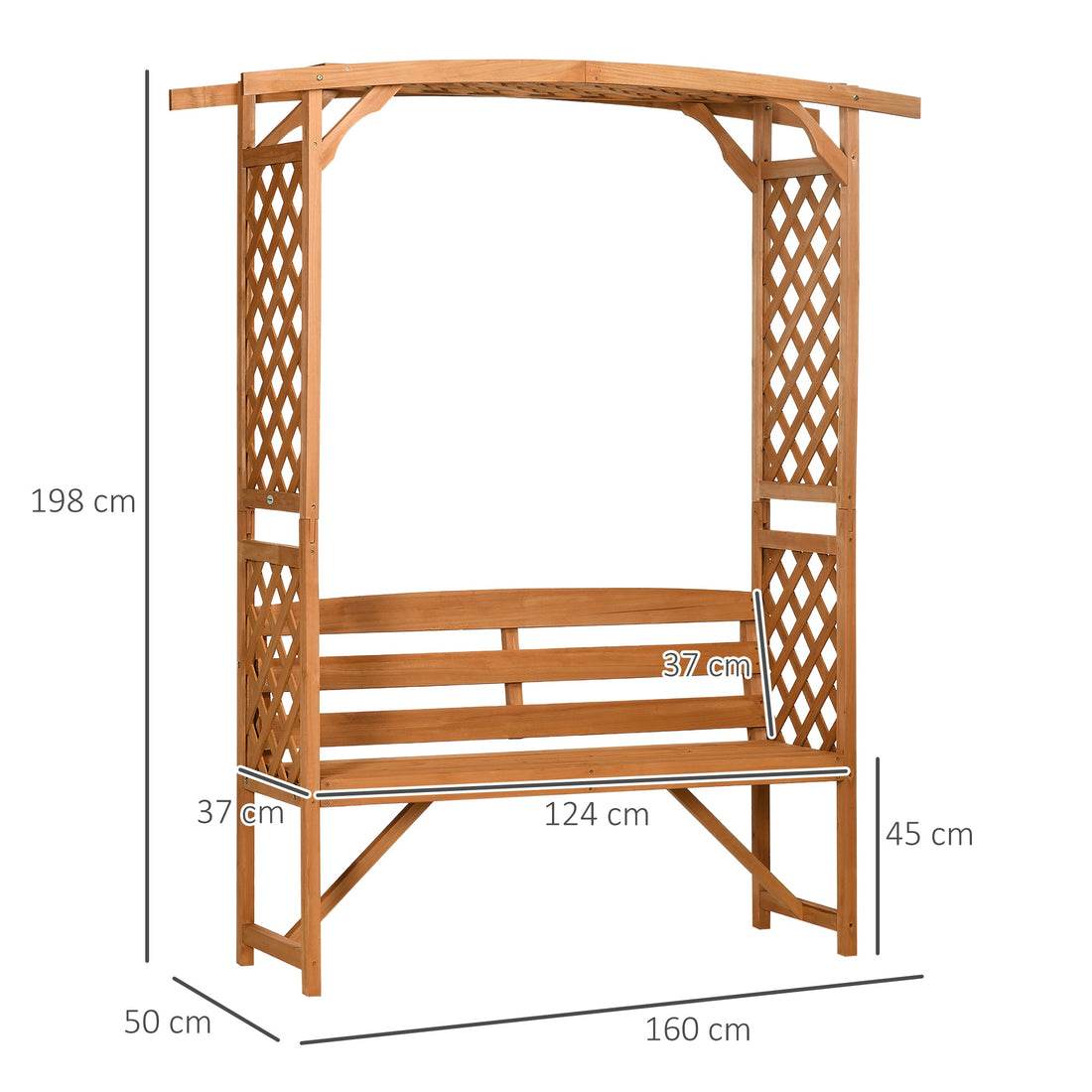 Garden Bench, Wooden Garden Arbour with Seat for Vines/Climbing Plants, Brown