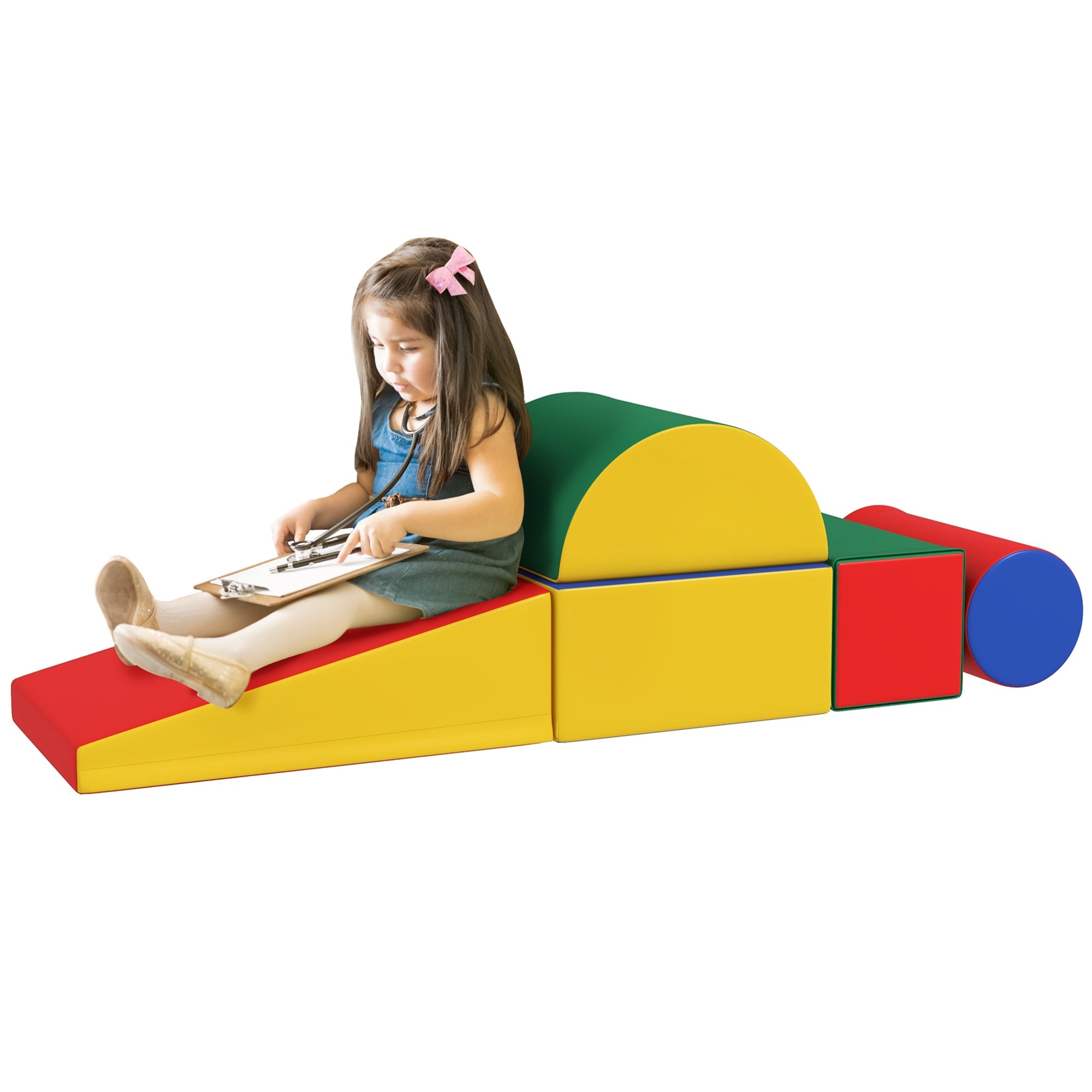 5 Piece Soft Safe Foam Playset, Climb and Crawl Activity Toy for Toddlers, Yellow
