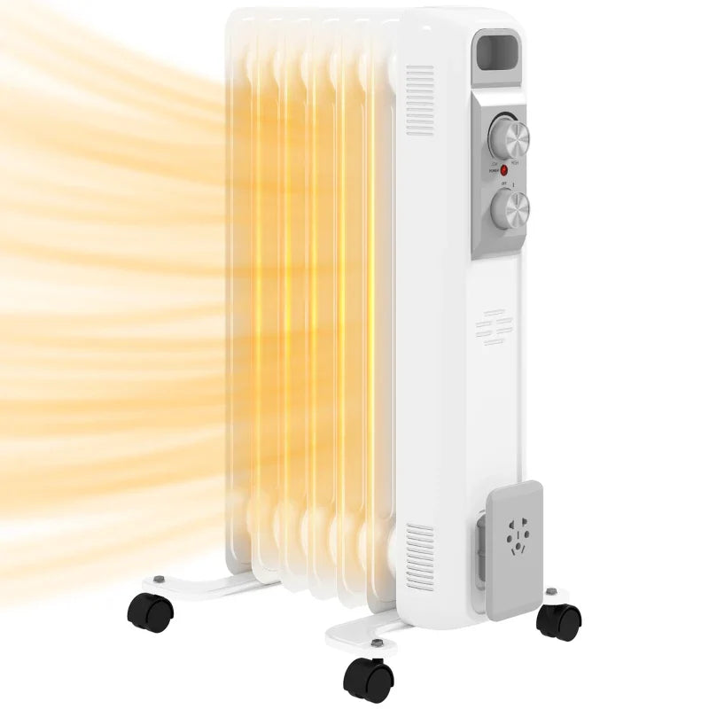 1.5kW Seven Fin Oil-Filled Radiator - White