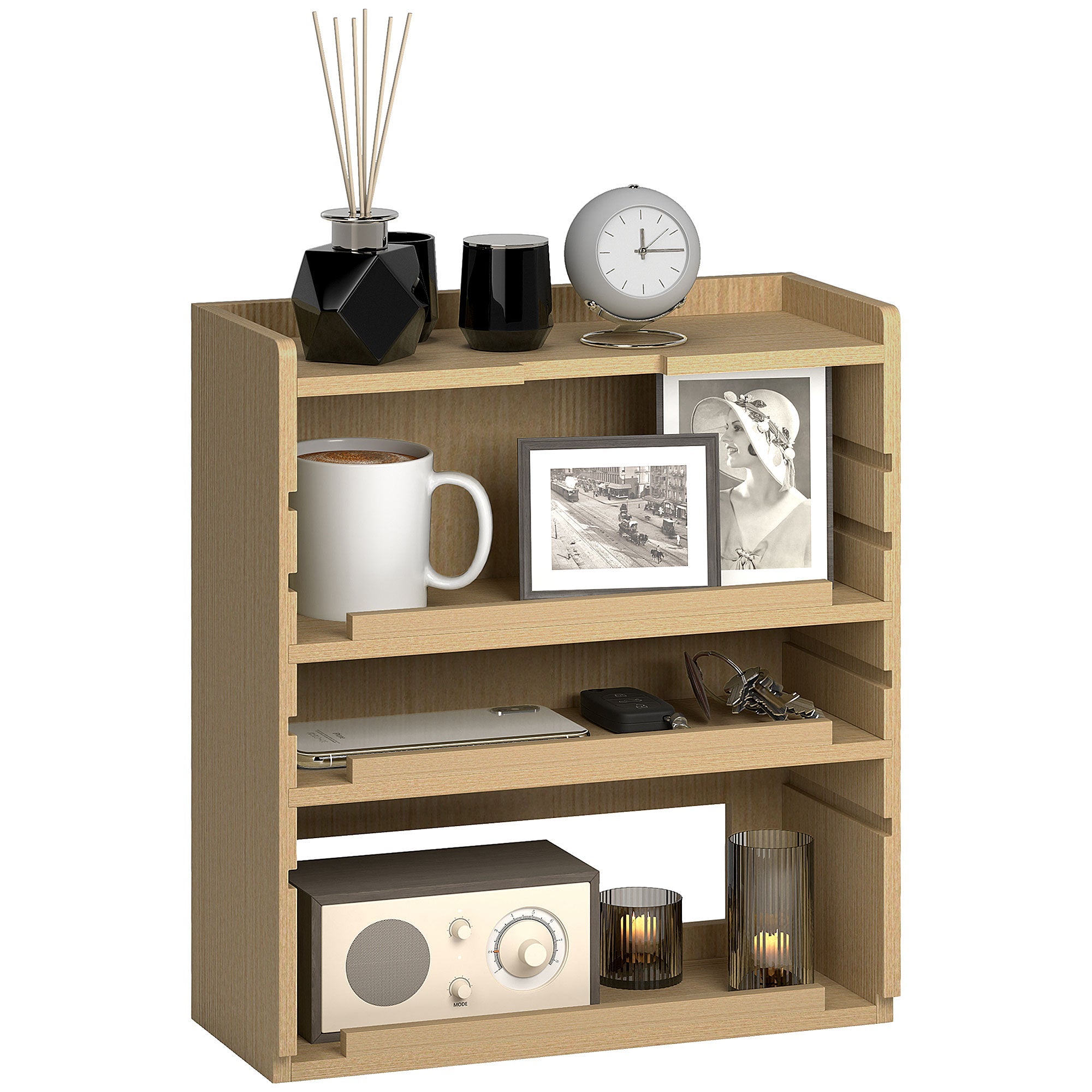Four-Tier Desktop Organiser - Oak Tone