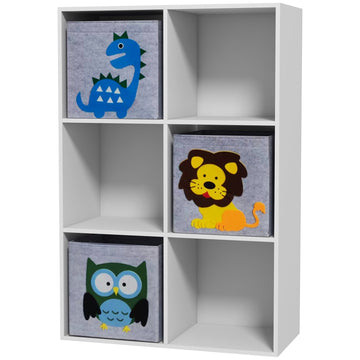 Kids Toy Box with Three Non-Woven Fabric Drawers, 61.8 x 29.9 x 91.5cm - White