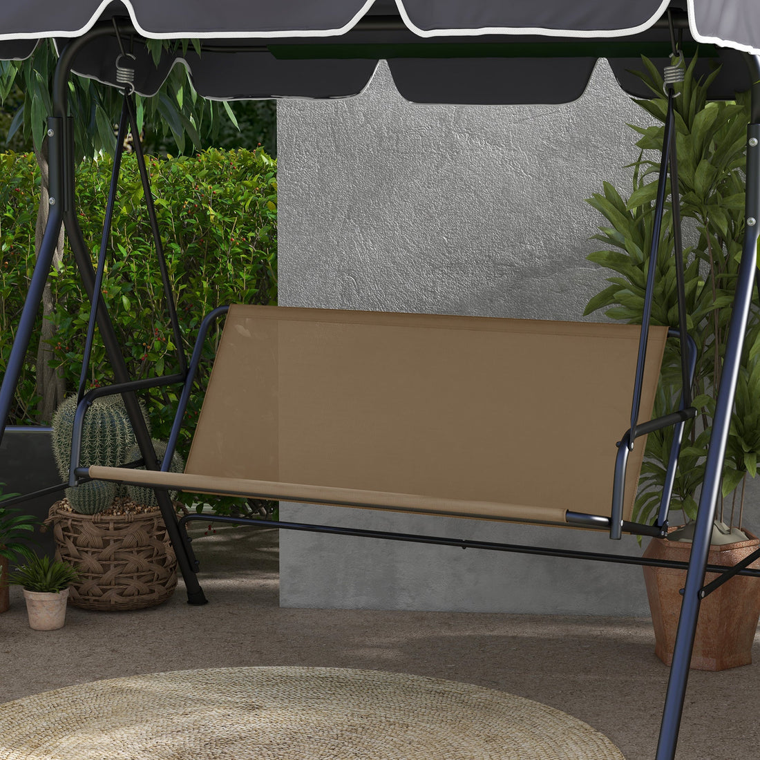 Garden Swing Seat Cover Replacement, for 2 and 3 Seater Swing Bench, 115 x 45 x 45cm, Beige