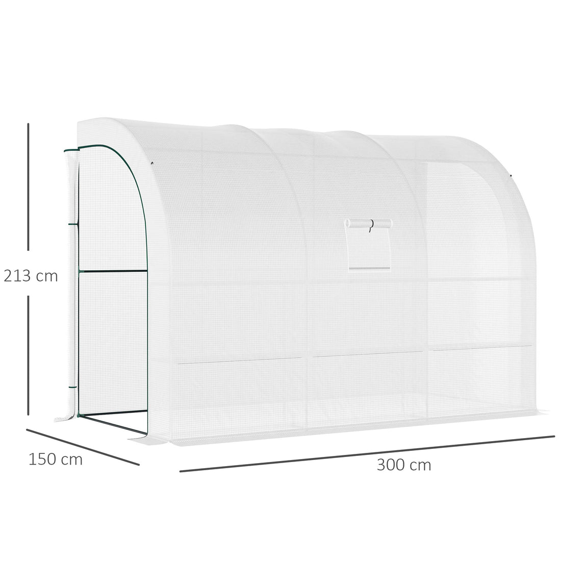 Outdoor Walk-In Greenhouse, Plant Nursery with Zippered Doors, PE Cover and 3-Tier Shelves, White, 300 x 150 x 213 cm