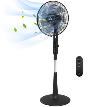 Three Mode Pedestal Fan, with Insect Repellant Box and LED Panel - Black
