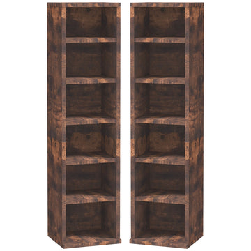 Set of Two 102 CD Storage Units - Mid Brown Wood-Effect