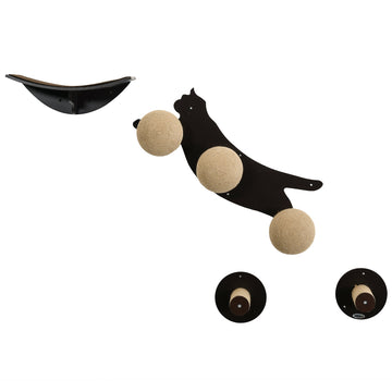 Cat Wall Furniture, with Curved Platforms, Scratching Posts - Brown