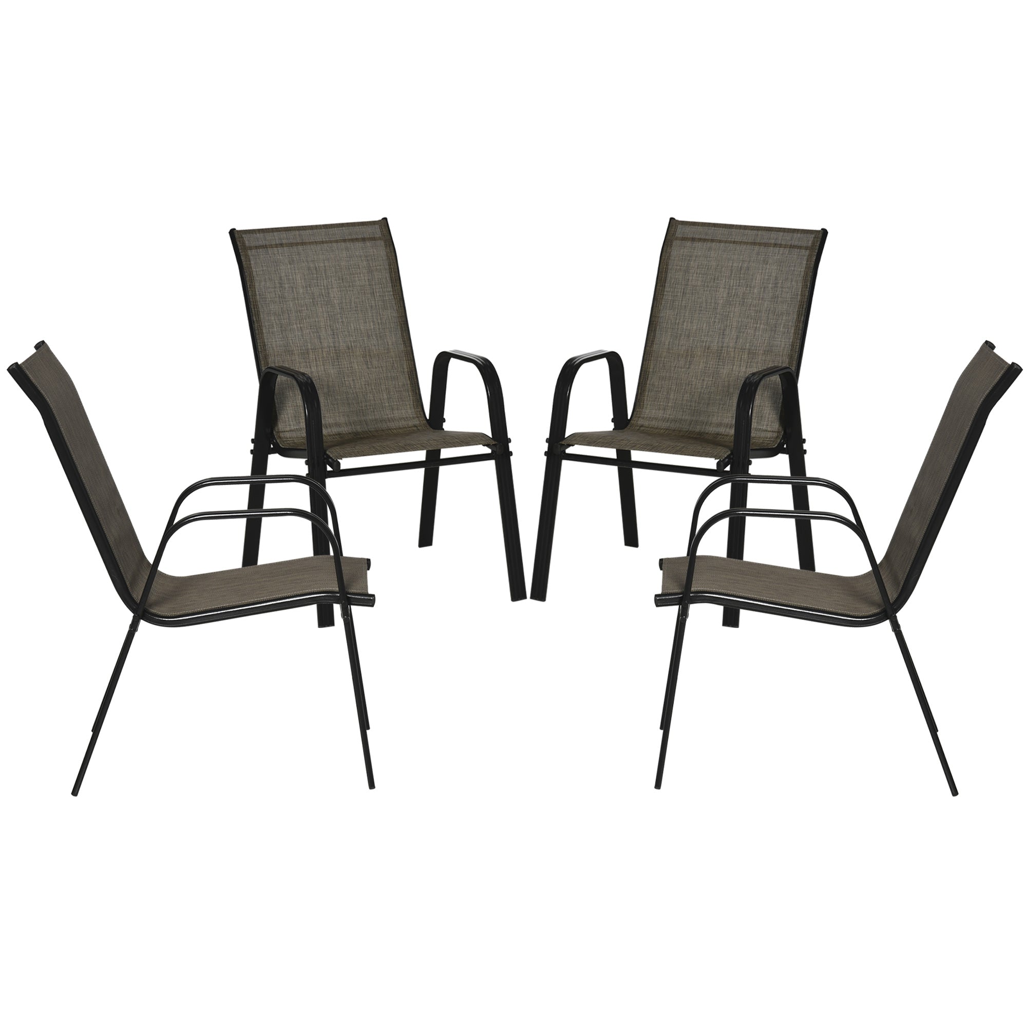 Set of Four Stackable Mesh Seat Chairs - Mixed Brown
