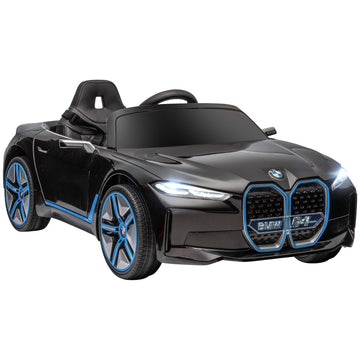 BMW i4 Licensed 12V Kids Electric Ride-On Car, with Remote Control, Portable Battery, Music, Horn, Headlights - Black