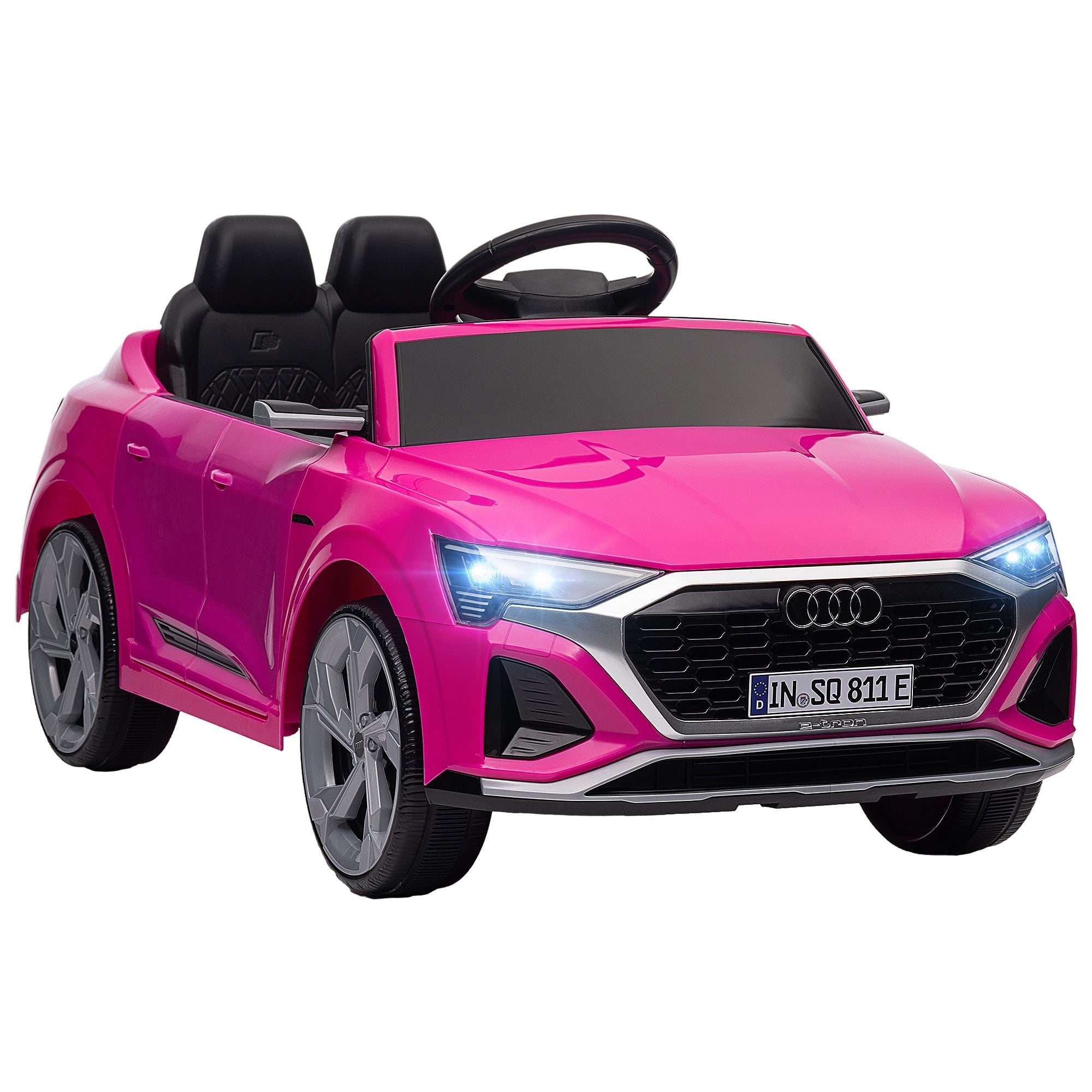 Audi Q8 e-tron Sportback Licensed 12V Ride on Car w/ Remote, 4 Spring Suspension Wheels, Headlights, Music, Horn - Pink