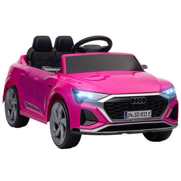 Audi Q8 e-tron Sportback Licensed 12V Ride on Car w/ Remote, 4 Spring Suspension Wheels, Headlights, Music, Horn - Pink