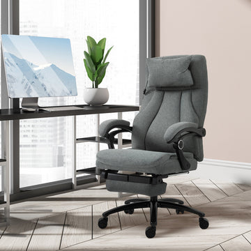 Vinsetto Office Chair 2-Point Removable Vibration Massage Pillow Executive Ergonomic USB Power Adjustable Height 360° Swivel Grey