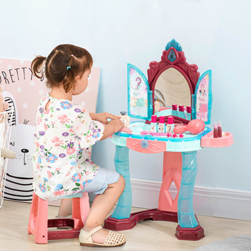 31 Piece Kids Dressing Playset, with Magical Princess Mirror, Light and Sound - Pink and Blue
