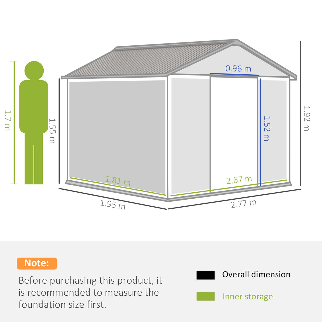 9 x 6ft Metal Garden Shed, Outdoor Storage Tool House with Ventilation Slots, Foundation Kit and Lockable Double Doors, Brown