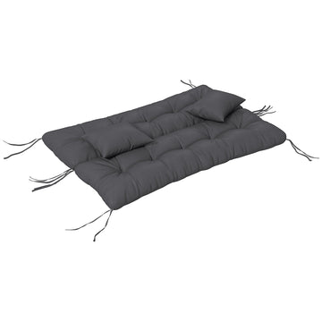 Back and Seat Cushion Replacement with 2 Pillows, Patio Chair Cushions Set with Ties, Charcoal Grey