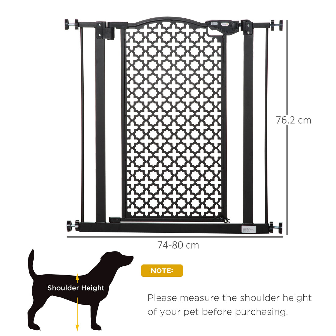 74-80 cm Pressure Fit Safety Gate for Doorways and Staircases, Dog Gate, Pet Barrier for Hallways with Auto Close, Double Locking