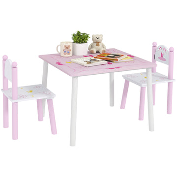 Princess-Designed Kids Table and Chairs Set for Activity, Art, Drawing, Toddler Table and Chairs Set for Playroom
