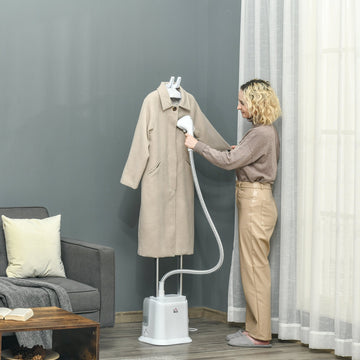 Upright Garment Clothes Steamer Suitable for all Fabrics with 6 Steam Setting, 45s Fast Heat-up, 1.7L Water Tank and 45min Steamer, Wrinkle and Odour Remover, White