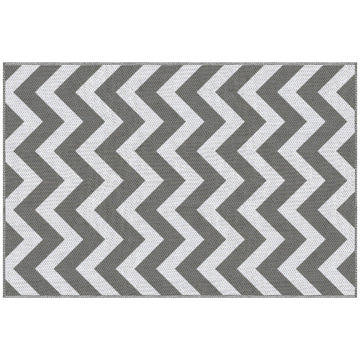 121 x 182 cm(4x6ft) Outdoor Rug Reversible Mat Plastic Straw Rug Portable RV Camping Mat for Garden Deck Picnic Indoor, Light Grey & White