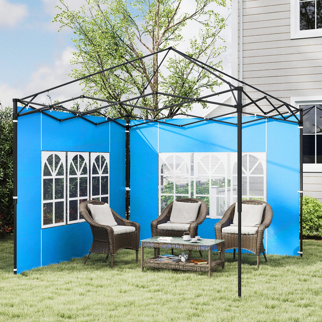 Set of Two 3 x 3(m) Gazebo Frame Replacement Walls - Blue