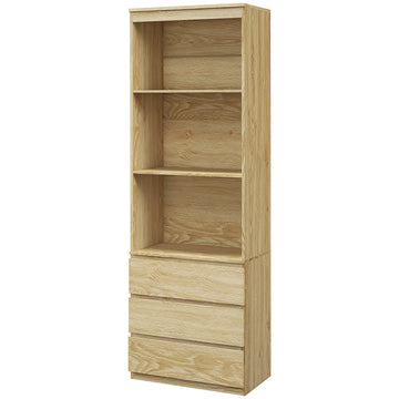 180cm Tall Bookcase, with Shelves and Drawers - Wood Effect