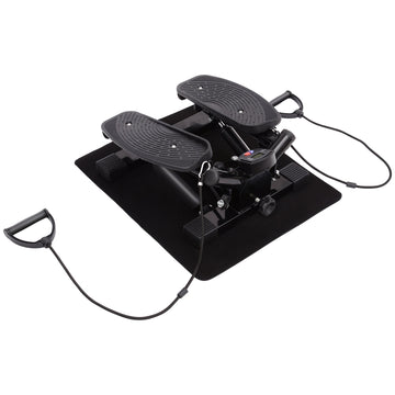 Portable Mini Stepper, Exercise Fitness Machine for Legs Arms Thigh Toner Toning Machine, Stair Steps Workout Training Fitness, w/ Resistance Bands and Floor Mat, Black