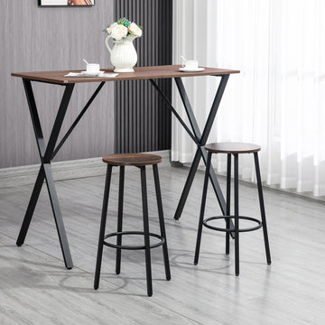 Bar Stools, Set of 2 Kitchen Breakfast Stools with Sturdy Steel Frame, Industrial Tall Bar Chairs, 65cm High Seat, Rustic Brown
