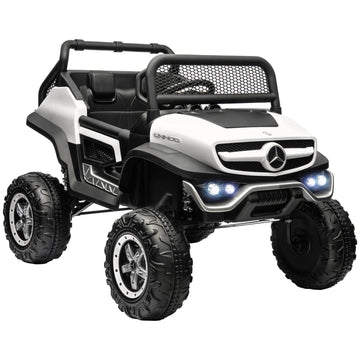 12V Licensed Mercedes-Benz Unimog, Kids Electric Ride on Car, with Remote Control, Horn, Light, MP3 - White