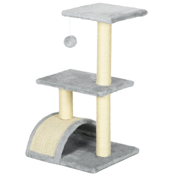 72cm Cat Tree with Scratching Post, Pad for Indoor Cats - Light Grey