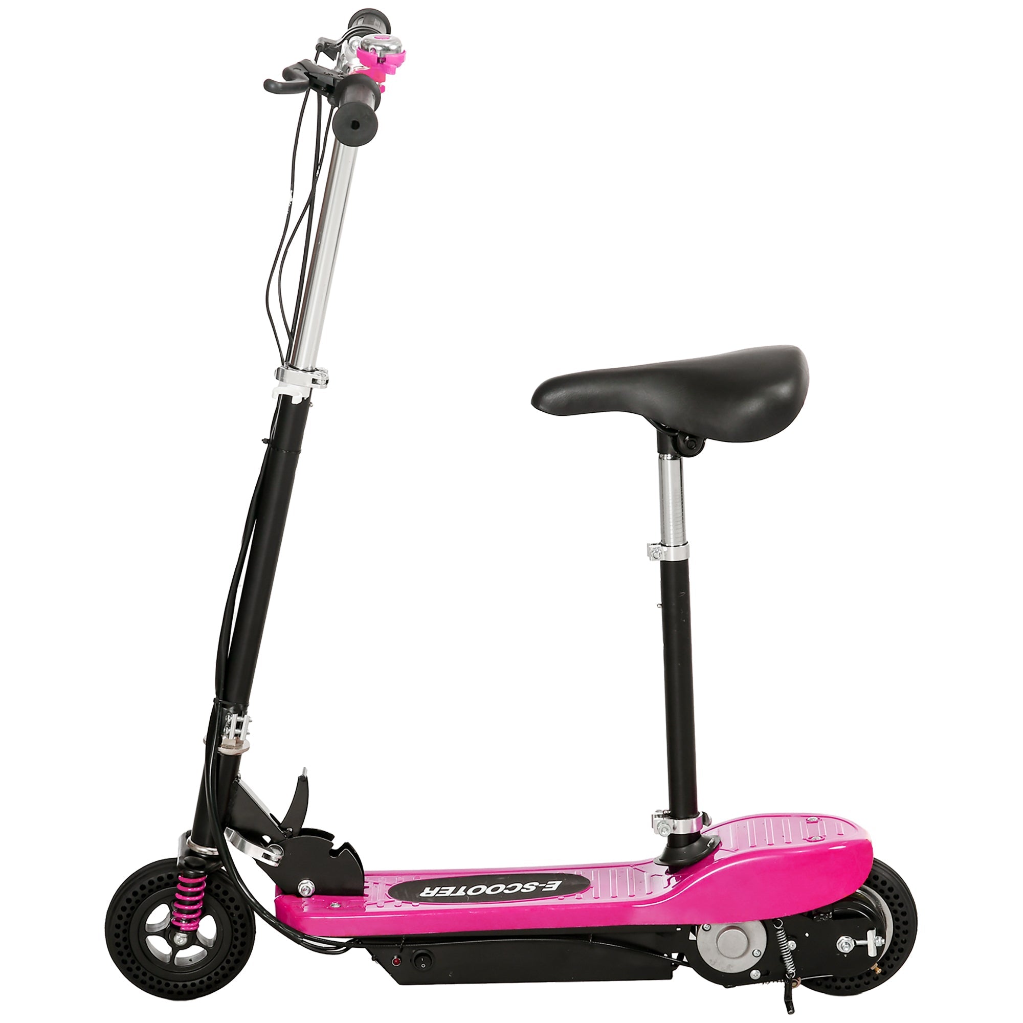 Steel Ride on Powered Scooter, Folding E-Scooter with Warning Bell, 15km/h Maximum Speed, for 4-14 Years Old, Pink