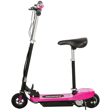 Steel Ride on Powered Scooter, Folding E-Scooter with Warning Bell, 15km/h Maximum Speed, for 4-14 Years Old, Pink