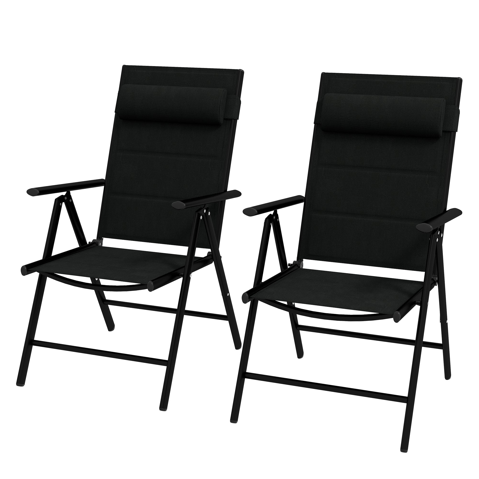 Set of Two Padded Garden Chairs - Black