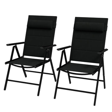 Set of Two Padded Garden Chairs - Black
