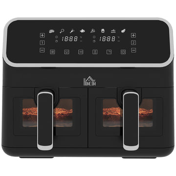 8L Dual Basket Air Fryer, 80-200℃, with Sync Function - Black/Silver