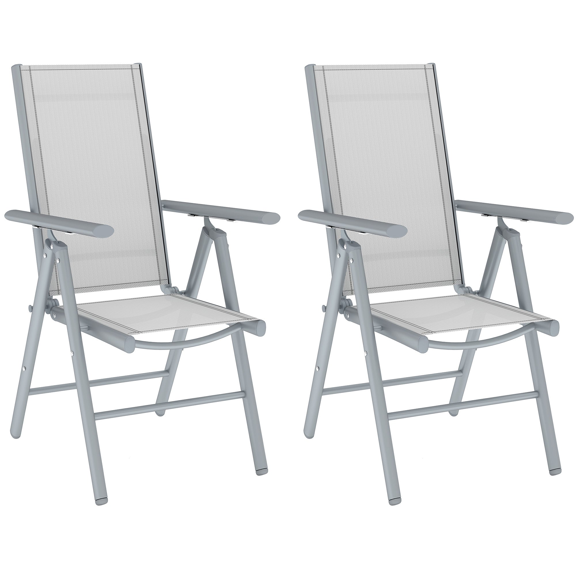 Set of Two Aluminium Folding Chairs - Light Grey