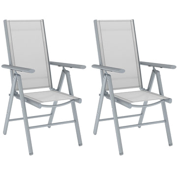 Set of Two Aluminium Folding Chairs - Light Grey
